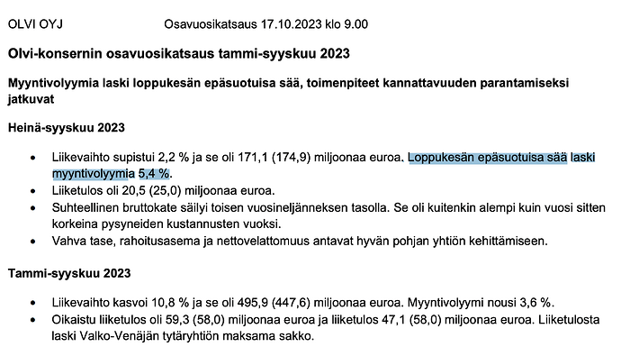 Olvi Q3 2023