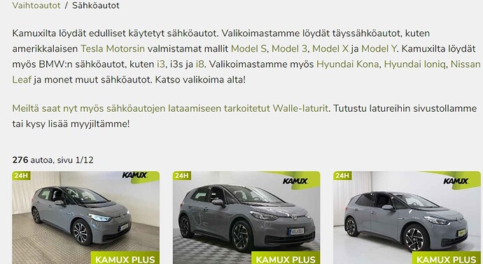 kamux.fi sähköautot 11.8.2022