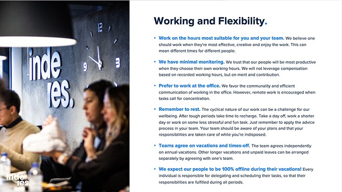 Working and flexibility, Inderes Playbook