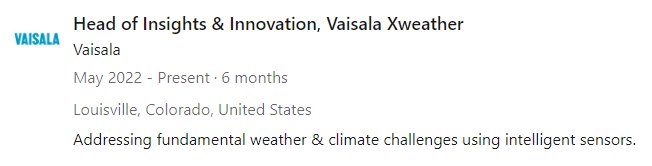 Head of Insights & Innovation, Vaisala Xweather