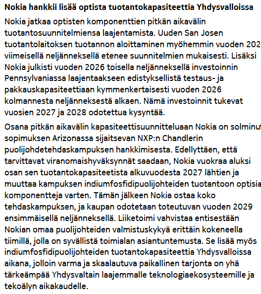 Nokias nye produktionsfaciliteter