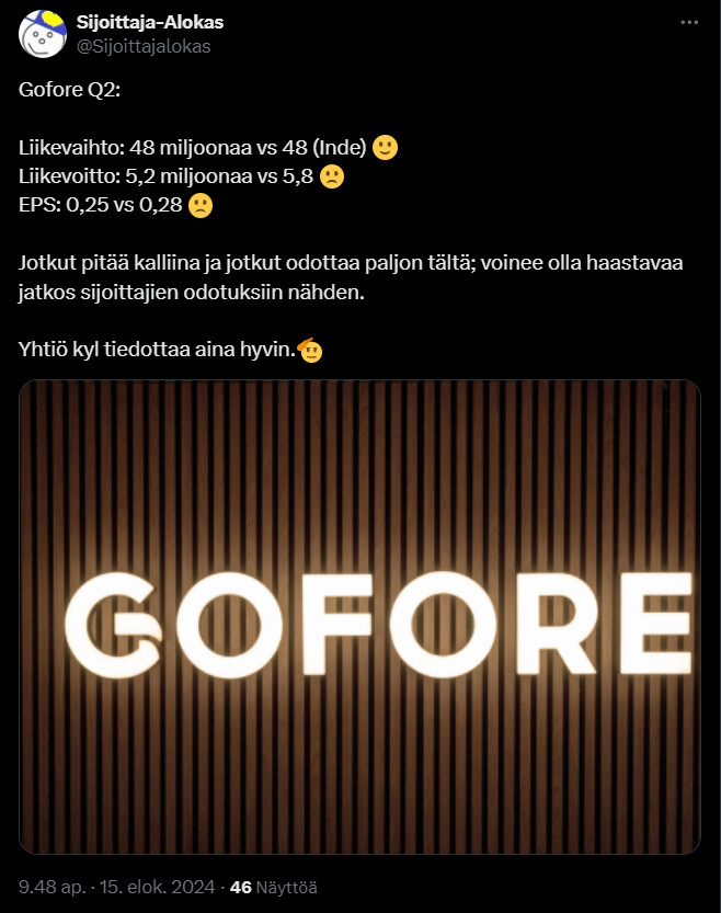 Go Fore Seppo Gofore - Go for vai No go? - Sivu 41 - Osakkeet - Inderes forum
